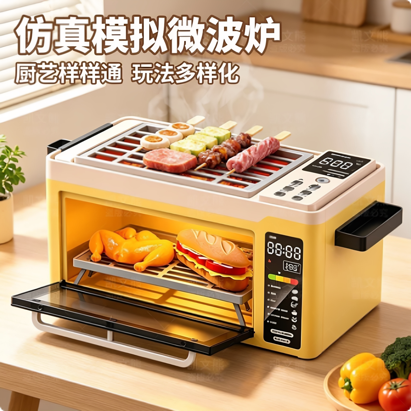 儿童烧烤架厨房做饭玩具女孩仿真煮饭电饭煲锅过家家迷你炒菜灶台