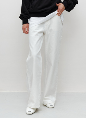 FILGood白色阔腿牛仔裤 高个子款 偏长裤长宽松款FG03J01