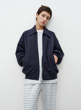 FILGood 藏青翻领外套100棉宽松版型搭配落肩袖 FG03C02