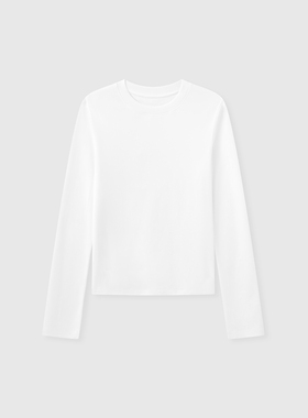 FILGood26春季新款 长袖白色T恤 100棉正肩版型 修身显瘦FG05T09