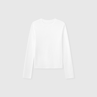 FILGood26春季新款 长袖白色T恤 100棉正肩版型 修身显瘦FG05T09