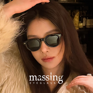 massing玳瑁墨镜板材时尚 022 日系书呆子粗框椭圆框太阳镜A&M
