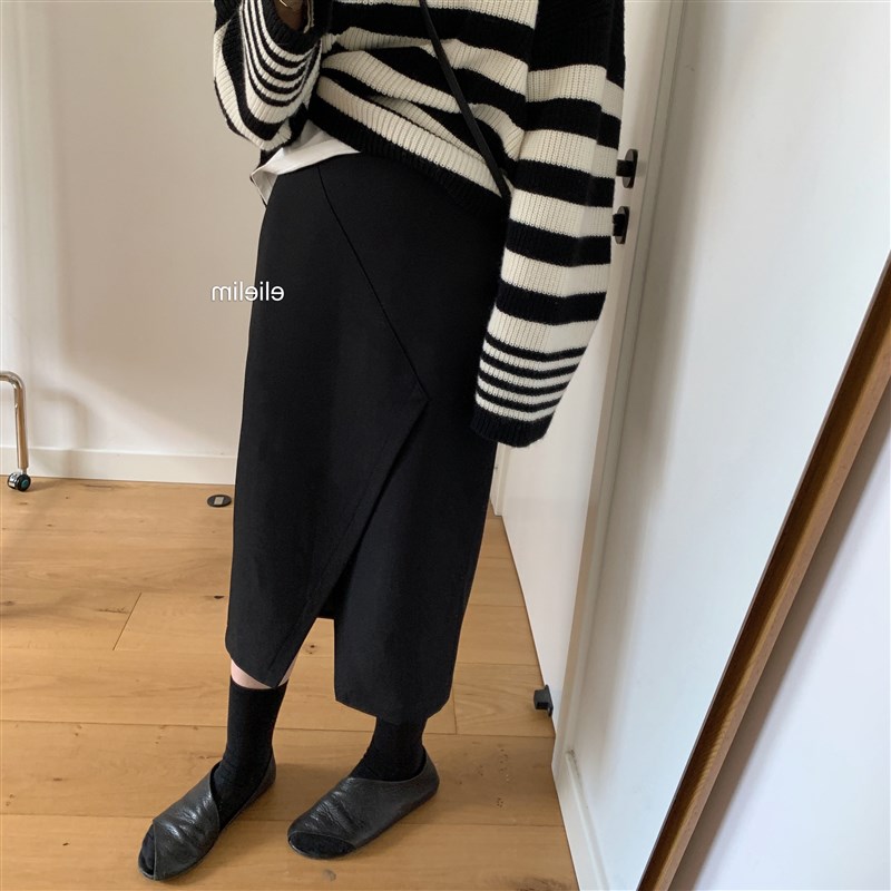 大码女装b胖妹妹mm黑色西装半身裙春夏高腰宽松显瘦直筒裙子200斤
