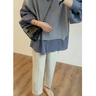 春秋时尚 套装 新款 衬衫 上衣高级W感休闲两件 孕妇装 宽松中长款 秋装