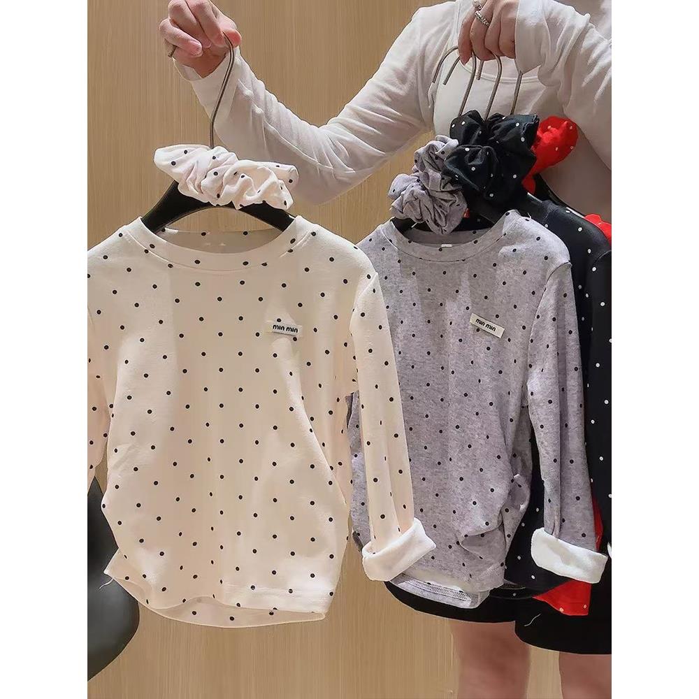女童长袖T恤秋装2025新款洋气儿童休闲打底衫女宝宝德绒上衣春秋