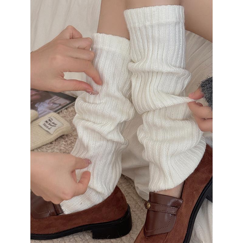 白色袜套女秋季新款日系JK洛丽塔小腿袜子y2k辣妹腿套显瘦堆堆袜