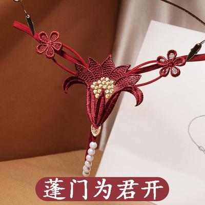 性感火辣诱惑内裤女镂空纯欲珍珠按摩低腰一根绳子T裤情趣丁字裤t
