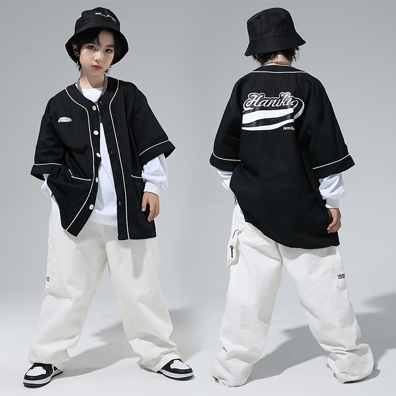 街舞服装男童秋冬酷帅美式棒球服套装儿童hiphoSp街舞童装表演出