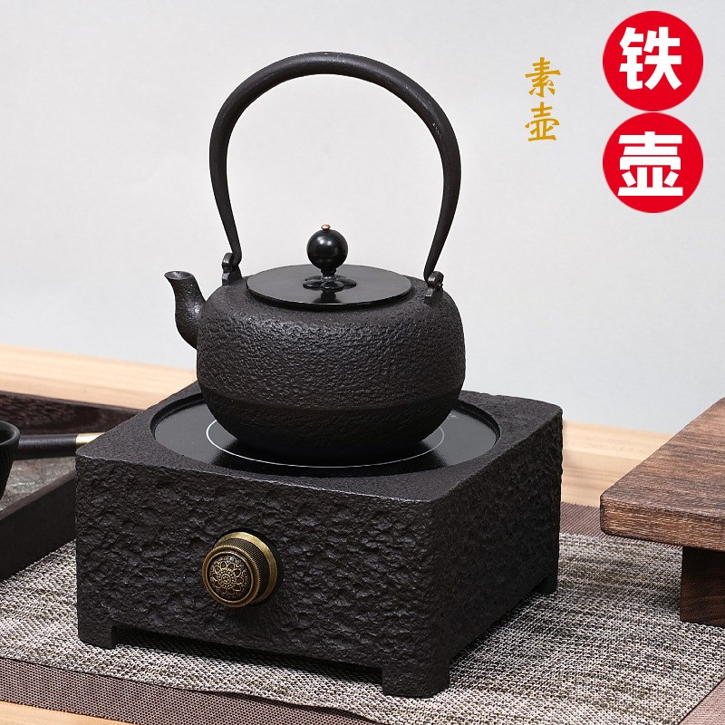 南部铸铁壶 无涂层老铁壶提梁壶家用烧水壶 手工围炉煮茶壶小铁壶