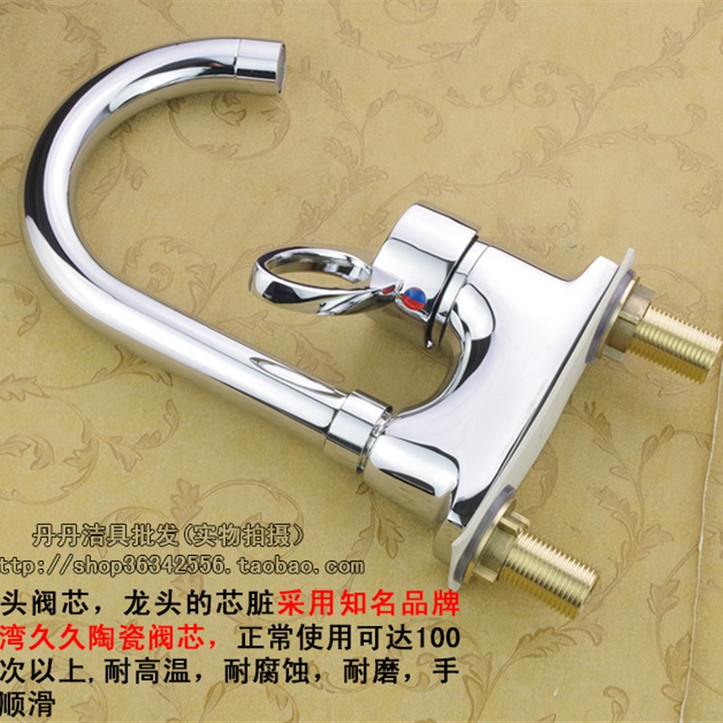 双孔面盆水龙头台盆洗手冷暖龙头冷热全铜老式三孔洗脸立柱盆龙头
