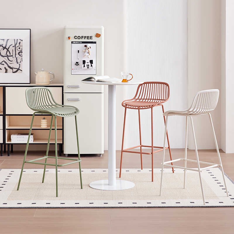 北欧简约吧台椅家用高脚椅奶茶店吧凳铁艺前台椅户外轻奢高凳椅子