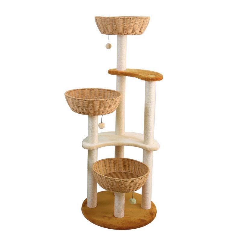 实木猫爬架猫窝猫树一体大型猫架子编织猫窝天然剑麻柱猫用品玩具