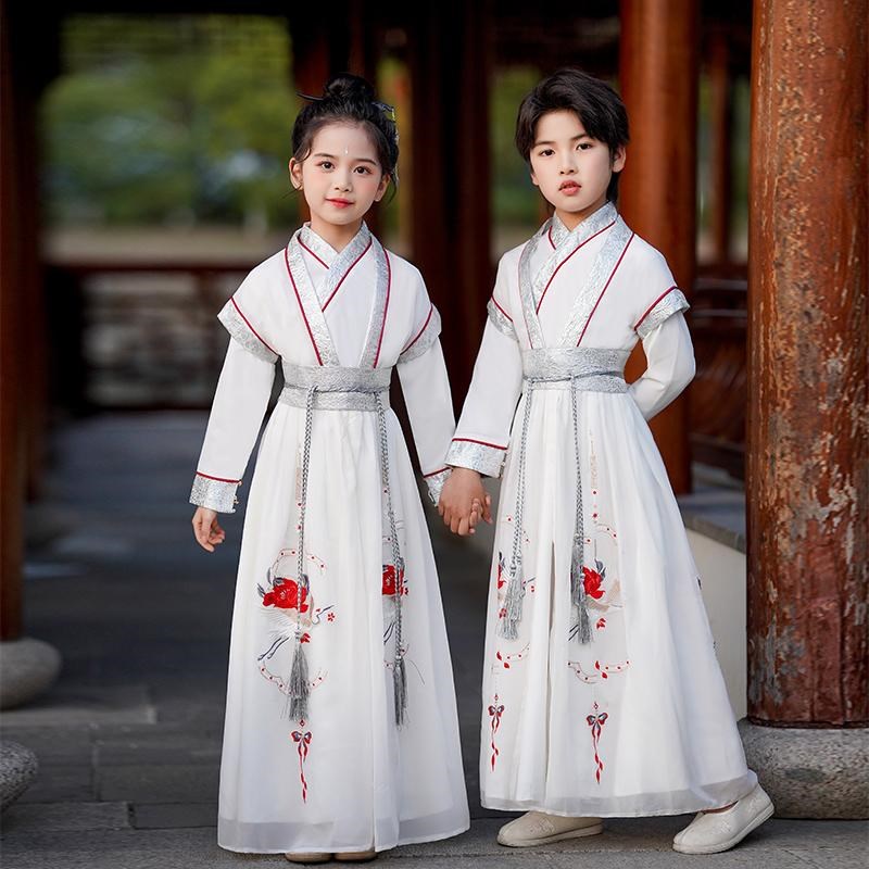 儿童汉服男女童小学生古装中国风国学H服唐装侠客开学礼演出服春