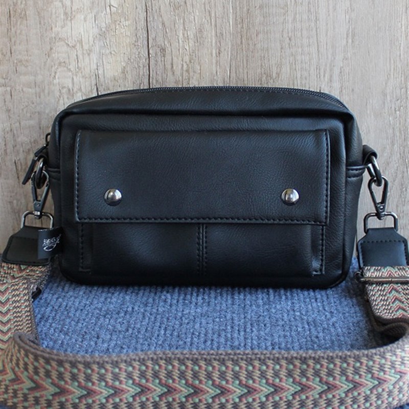 手机包男女软皮韩版男包休闲简约时尚小挎包 男士单肩迷你背包黑