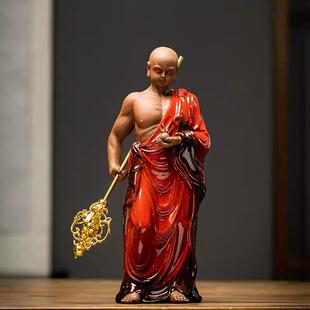 德化陶瓷地藏王菩萨摆件紫砂九华山地藏神像家居供奉玄关工艺饰品