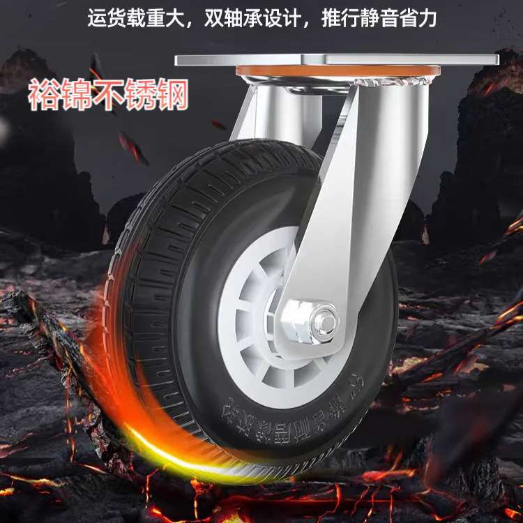 不锈钢加厚承重平板车物流折叠手推车仓库车间四轮静音拉货车