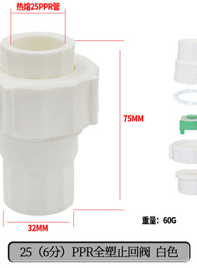 PPR止回阀活接头20 4分25 6分32 40 50 63水管管材管件配件