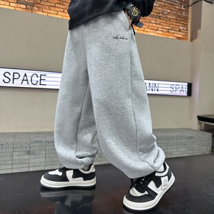 加厚帥氣褲 男童秋冬韓系休閑加絨運動衛(wèi)褲 2024新I款 兒童男孩冬季