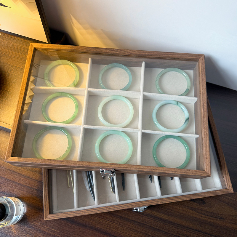 胡桃木纹手镯收纳首饰盒