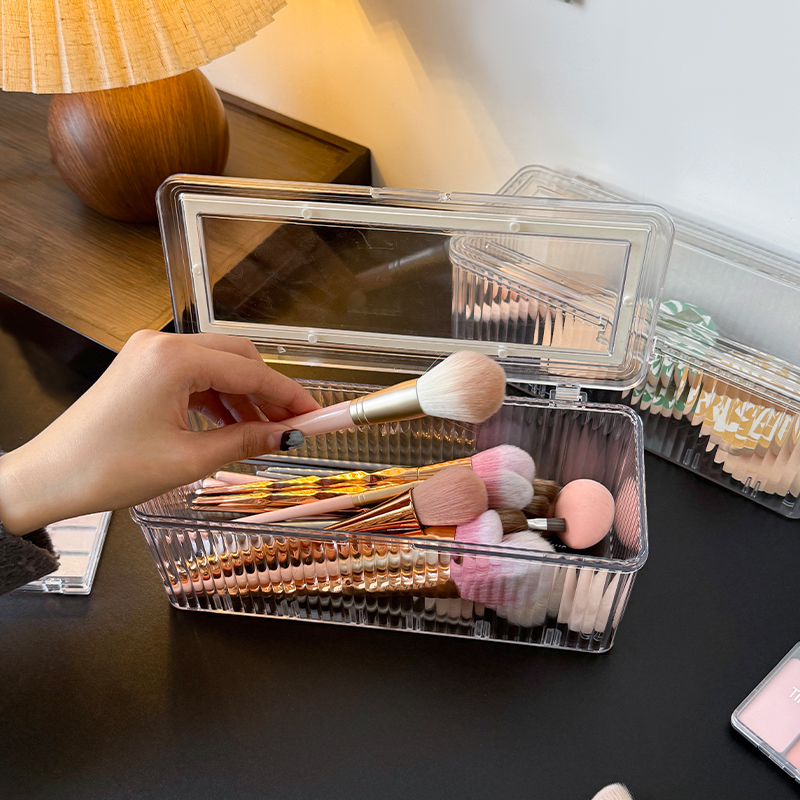 透明化妆刷收纳盒大容量带盖