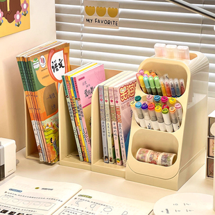 桌面书立架书本收纳盒学生书架书桌上大容量笔筒文具整理盒置物架