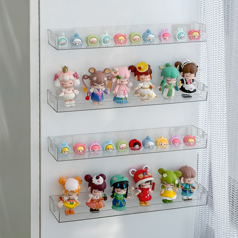 盲盒收纳盒壁挂墙上萌粒适用泡泡玛特展示架透明亚克力手办置物架