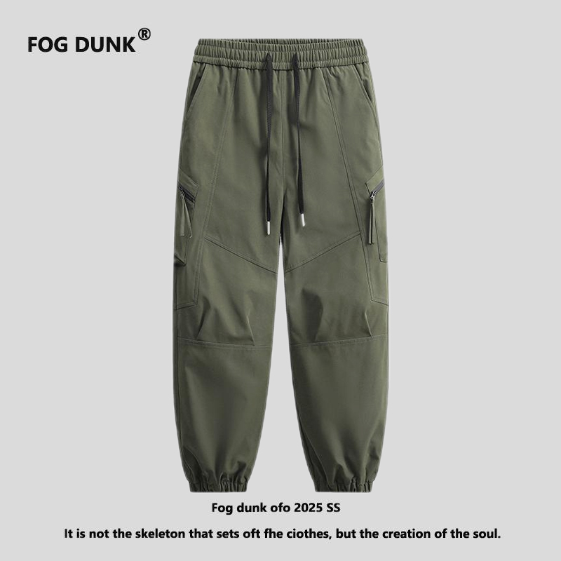 FOG DUNK美式军绿色工装男款直筒裤子大码宽松冲锋裤高街休闲长裤