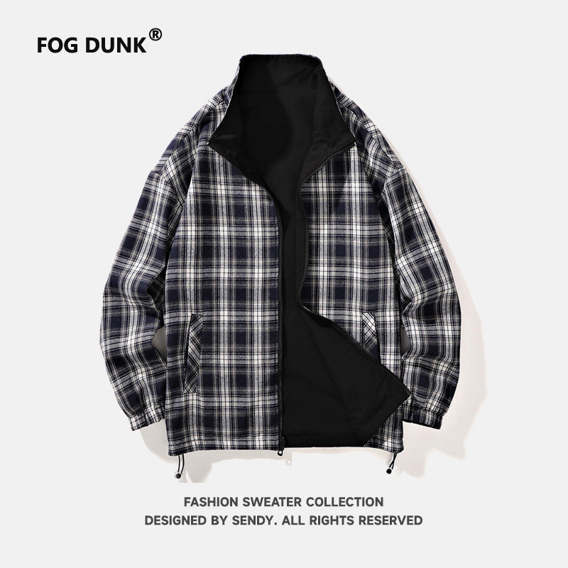 FOG DUNK【两面穿】春季两面穿新款美式运动外套男女百搭立领夹克
