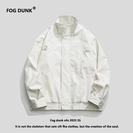 FOG DUNKpu皮衣外套春季穿搭高级感美式机车夹克痞帅风棒球服短款