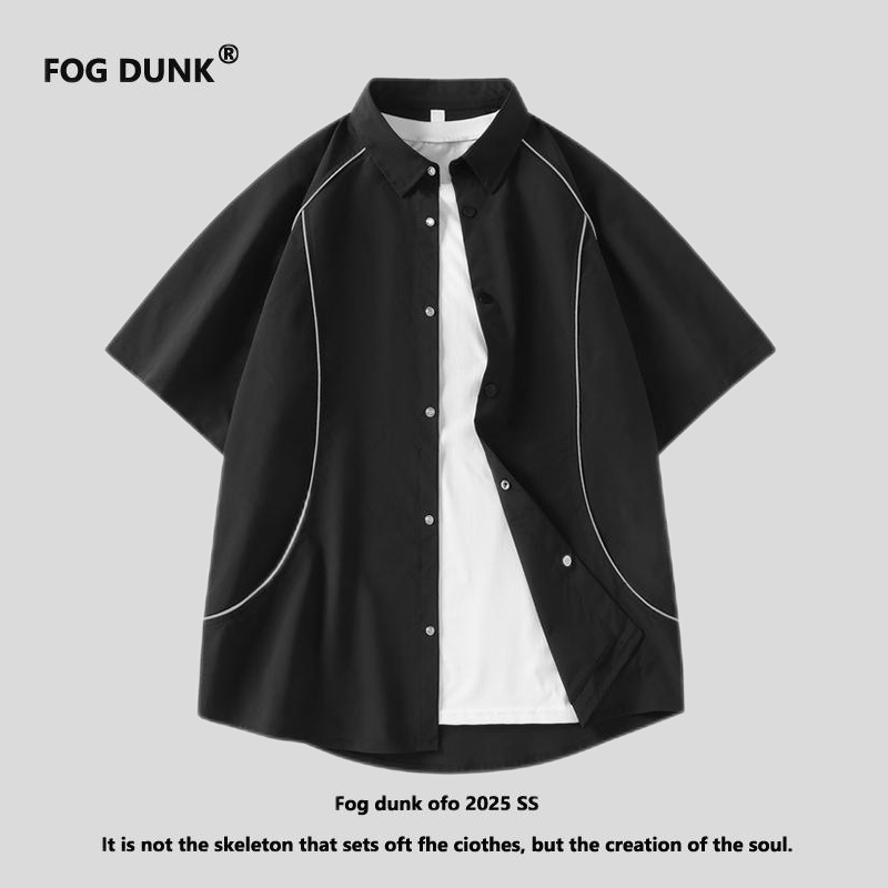 FOG DUNK美式复古格子衬衫男潮牌vibe高街长袖衬衣少年感潮流百搭