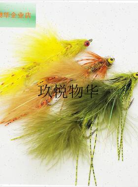 双钩多节鱼饰带飞蝇钩 饰带鱼Streamer M路亚飞钓狗鱼鲈鱼海钓淡,