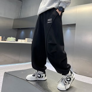 兒童裝 冬季 子秋冬款 加厚運動衛(wèi)褲 大童男孩冬 2024新款 男童加絨a褲