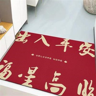 入户门地垫玄关皮革脚垫大门口进门门垫家用免洗过W年红色喜庆地