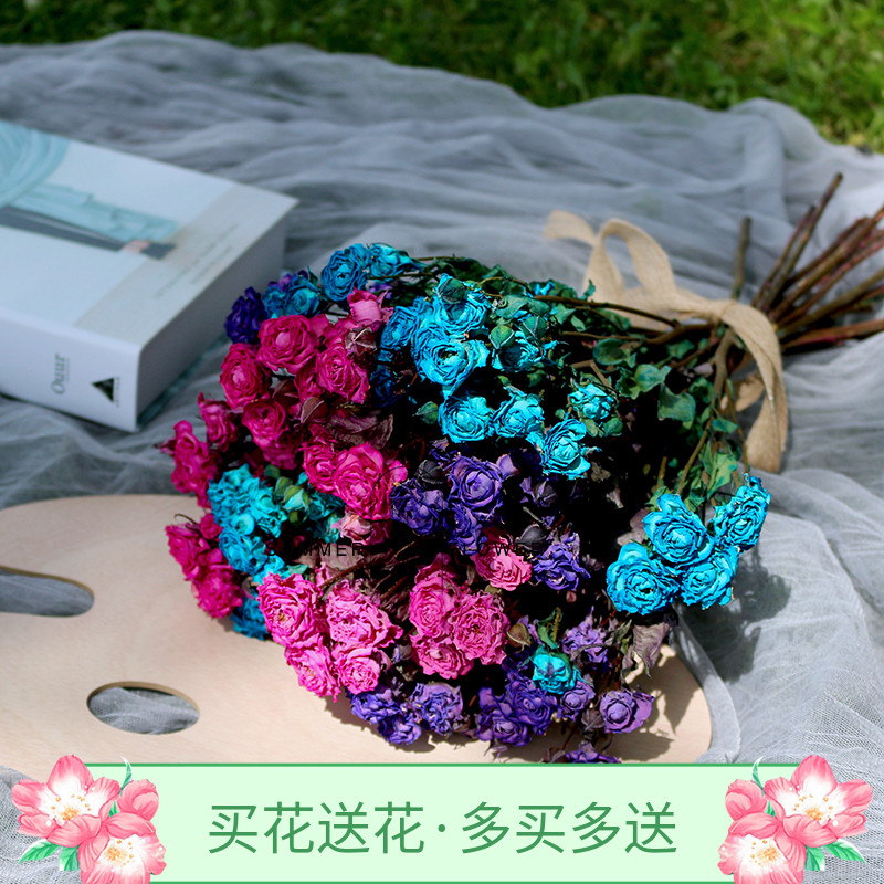 天然玫瑰干花吸色蔷薇真花家居装饰摆件民宿软装DIUY材料拍摄道具