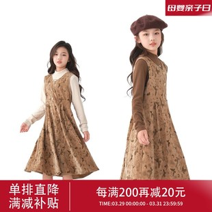 女童連衣裙2025新款 裙 春裝 兒童v春秋公主裙女孩絕美圣誕冬裙套裝