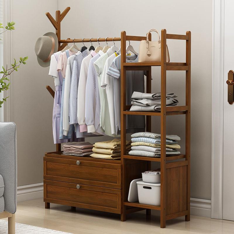 简易卧室衣帽架落地挂衣架子多功能家用收纳置物架立式放衣服衣柜