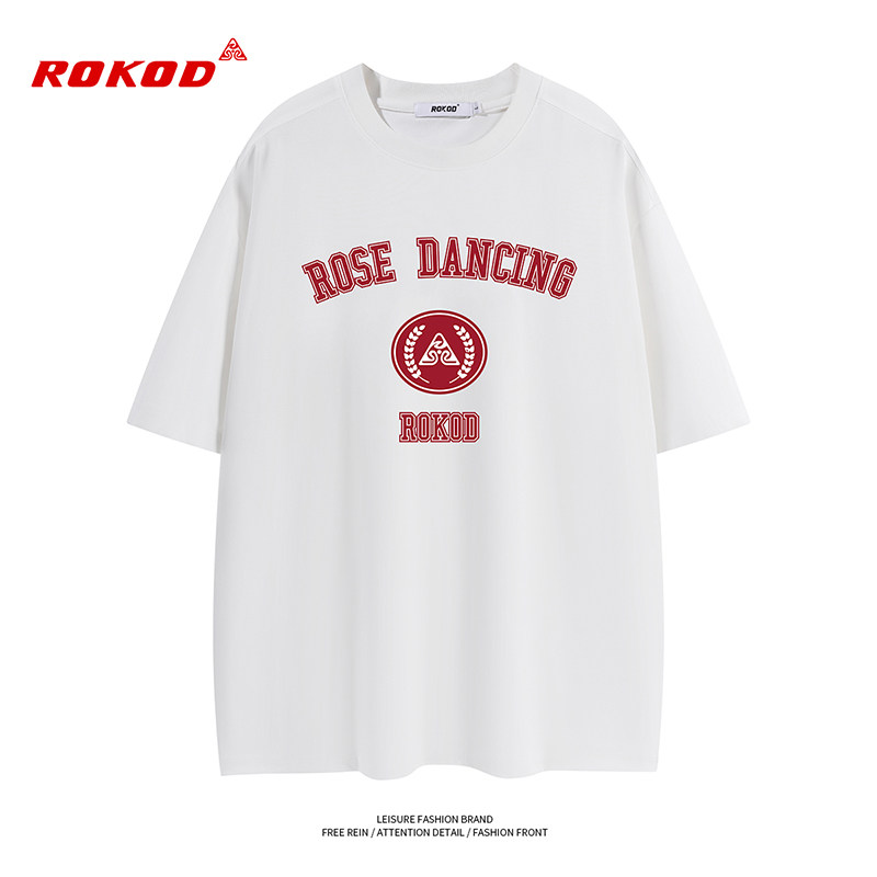 ROKOD原创设计情侣T恤男女款印花运动短袖t黑色白色舒适宽松休闲