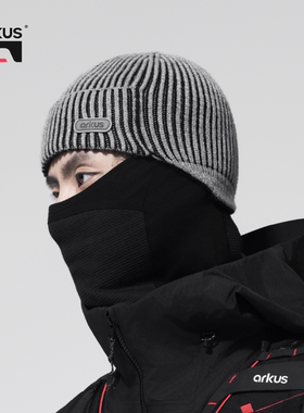 ARKUS毛线帽秋冬滑雪针织护耳圆顶帽户外百搭高弹保暖男女同款