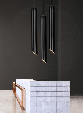 酒店个性色酒黑色装饰口led斜简约吊灯餐厅灯具吧台风前台工业创