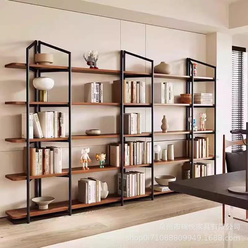 现代简约实木落地书架客厅办公置物隔断储物架家用物品收纳展示架