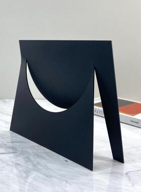 简约现代黑色创意方片切割金属几何摆件样板间客厅餐桌桌面装饰品