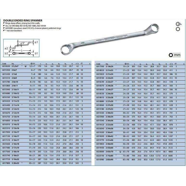 Gedore吉多瑞 十二角梅花扳手 2 8x10 (6015780)  现货