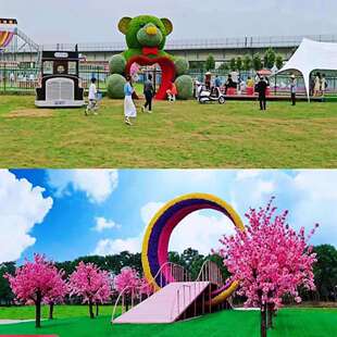 网红月亮桥景区农庄露营地商业街互动打卡美陈道具网红景观道具