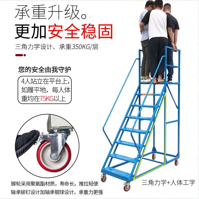 理货货梯移动梯书梯爬梯仓库阁楼平台超市工厂登高车取物凳踏步取