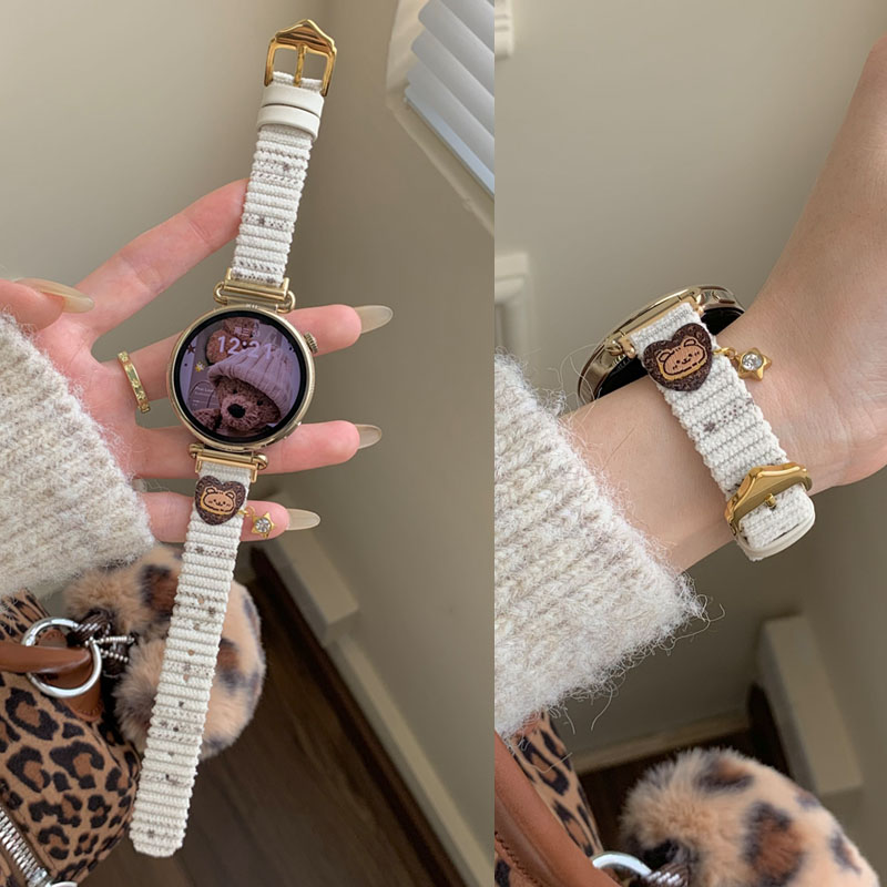 适用华为小熊灯芯绒表带