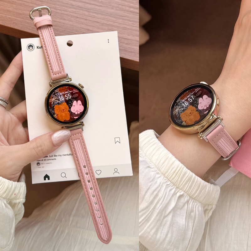 适用华为灯芯绒拼真皮表带