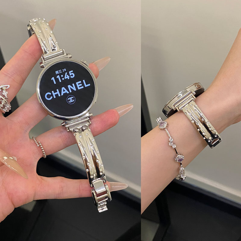 适用VIVO Watch5手表GT表带1女生3新款OPPO X2 mini镶钻手镯表带4Pro手表watch GT2细款2透气iQOO watch3轻奢