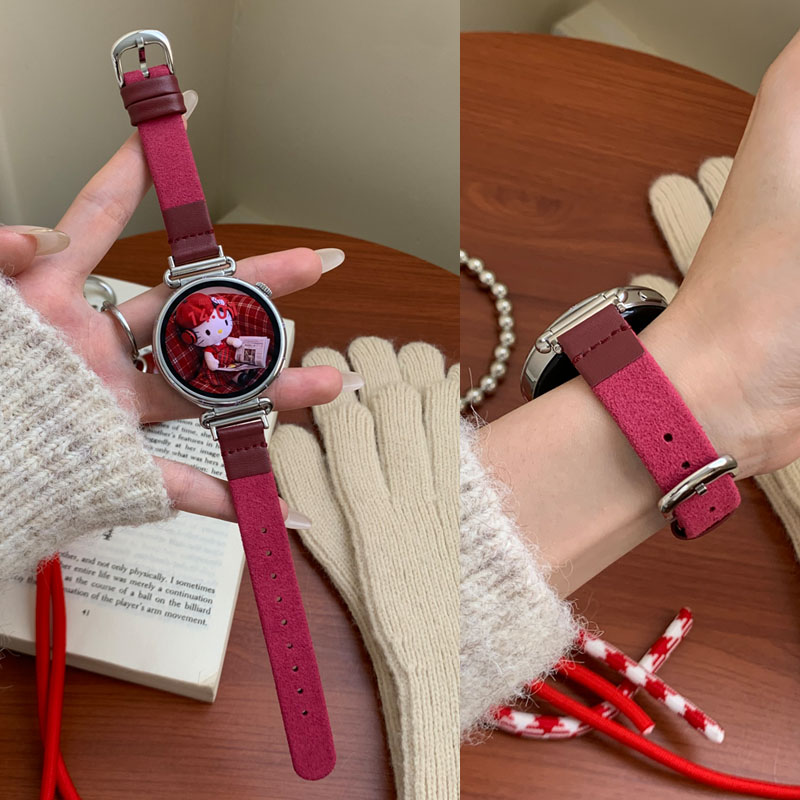 适用小米翻毛拼色真皮表喧