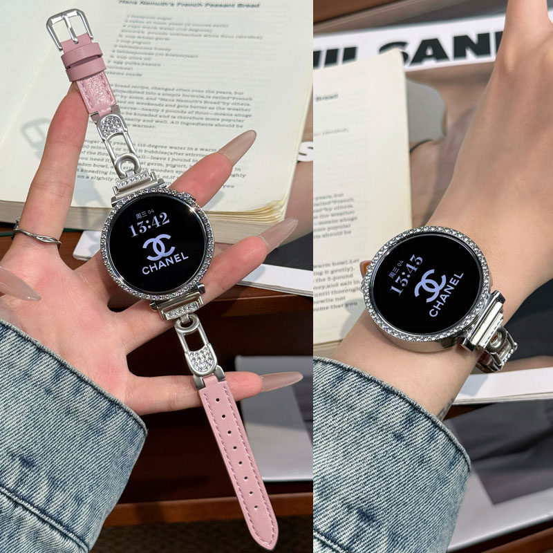 适用华为GT6手表GT5 pro表带GT4真皮FIT4镶钻回形针GT女细款腕带Watch5/4/3荣耀透气轻奢高级手环11/10/9表带