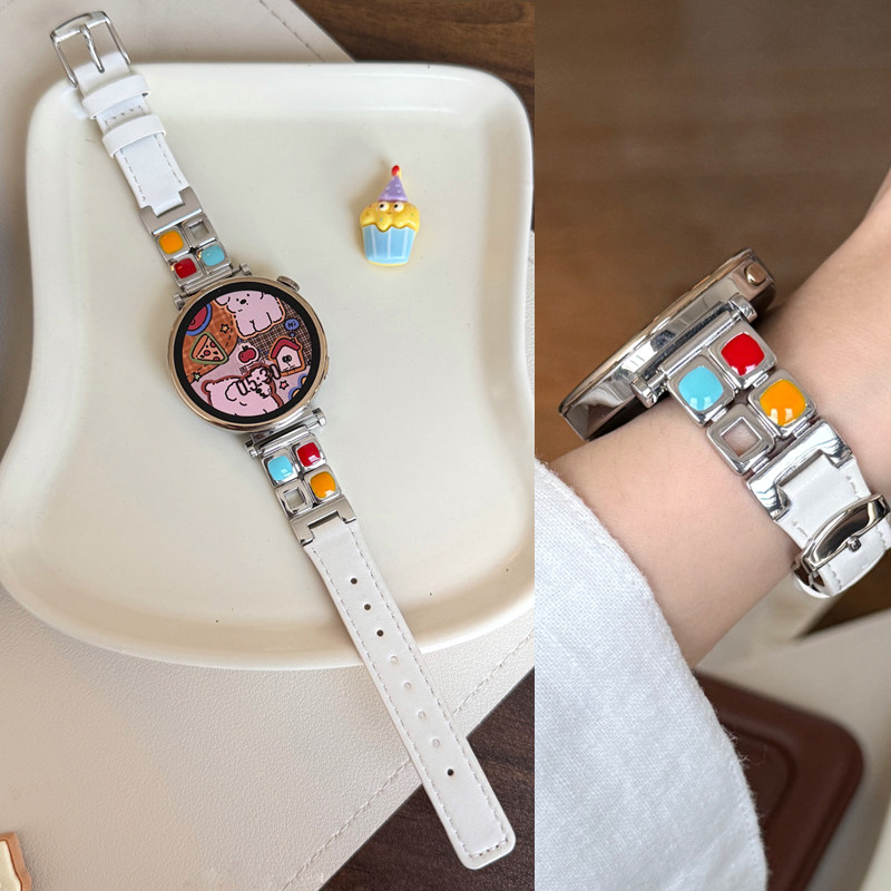 适用华为GT5手表GT4表带眼影盘真皮表带gt3/2经典watch 4/3高级感pro运动荣耀magic替换带轻奢时尚手环10/9